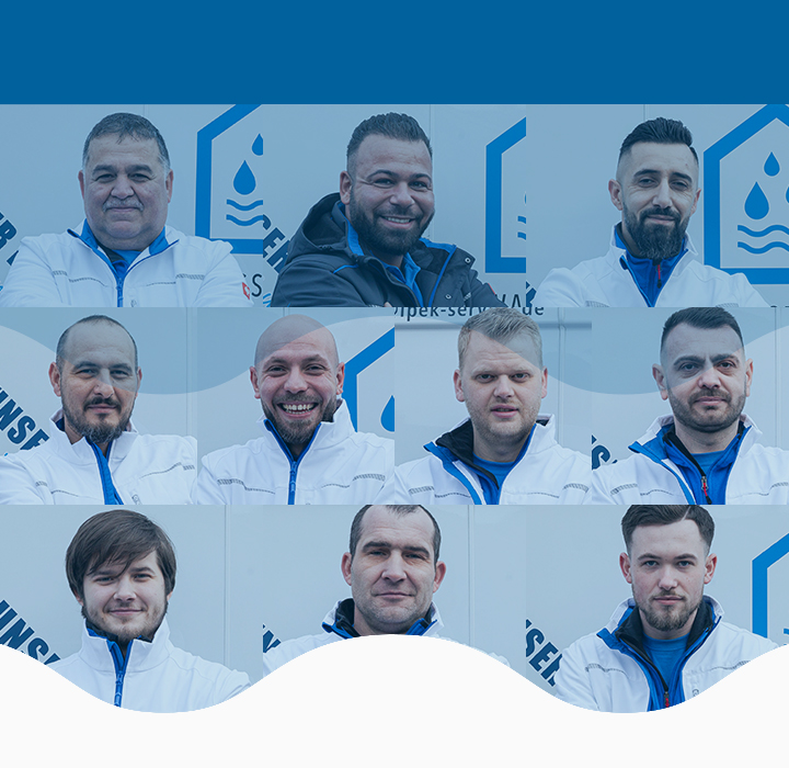 IPEK Sanierung GmbH, Schadensanierung, Hauptgrafik mit blauen Wellen, responsiv